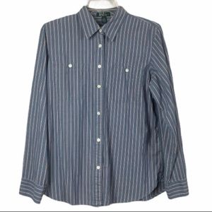 LRL Lauren Jeans Co. Plaid Striped Shirt Size Med